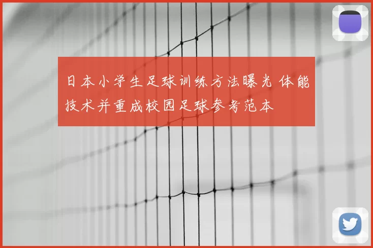 日本小学生足球训练方法曝光 体能技术并重成校园足球参考范本